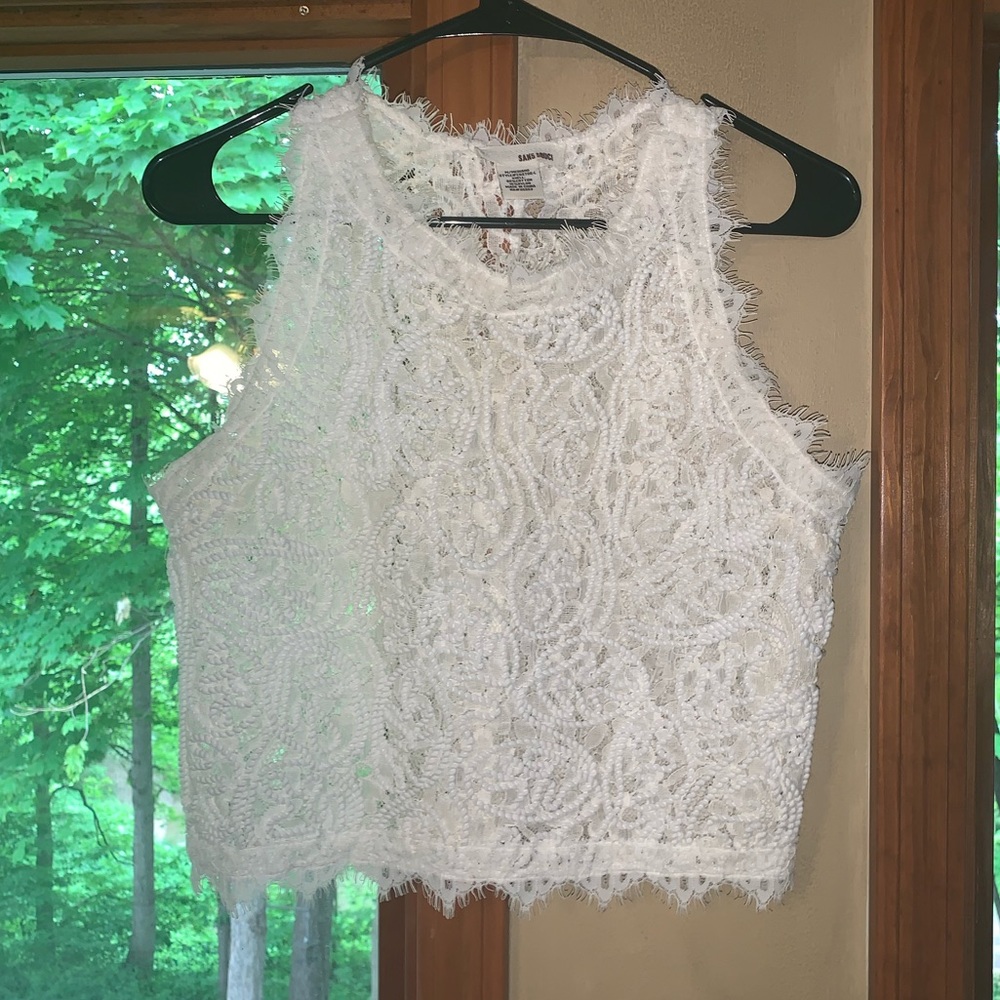 White lace crop top